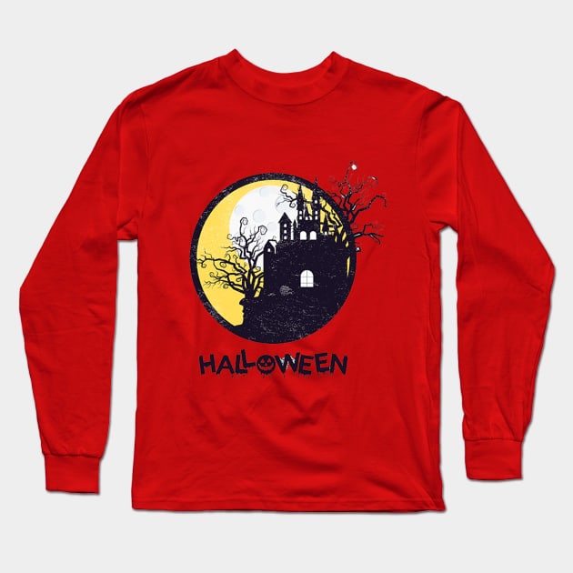 Halloween House Design Long Sleeve T-Shirt by Mako Design 